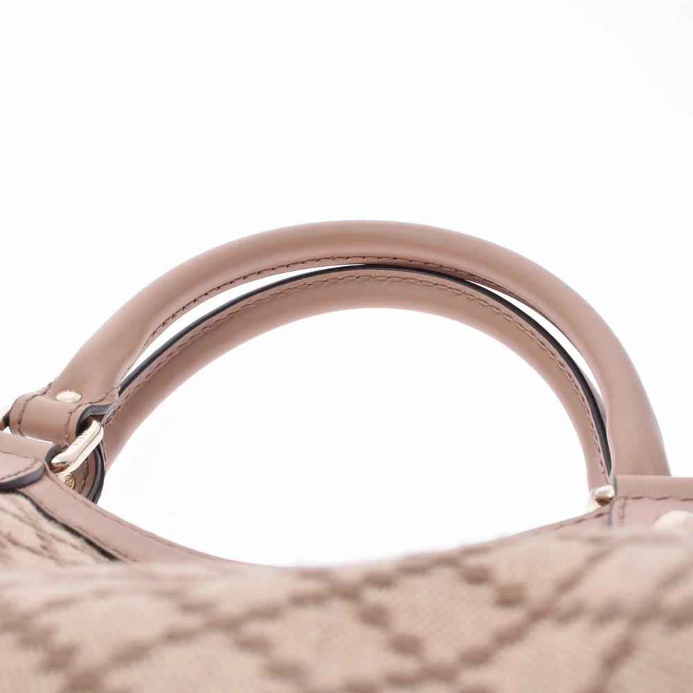 GUCCI Sukey Diamante Beige Pink Canvas Leather Handbag - Picture 4 of 9